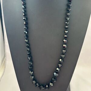 2028 brand graduated black crystal faceted bead necklace